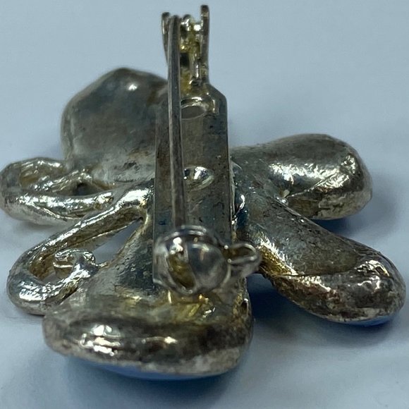 Silver & Shade of Blue Enameled Butterfly Pin Brooch Jewelry Rhinestone Accents - Picture 8 of 16